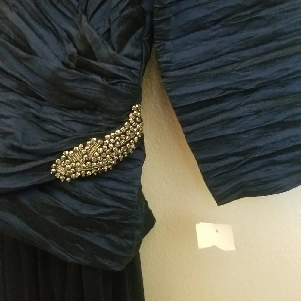 Alex Evenings Crinkle Taffeta Mock Dress Gown Navy Midnight NWOT Size 10 - Picture 6 of 10